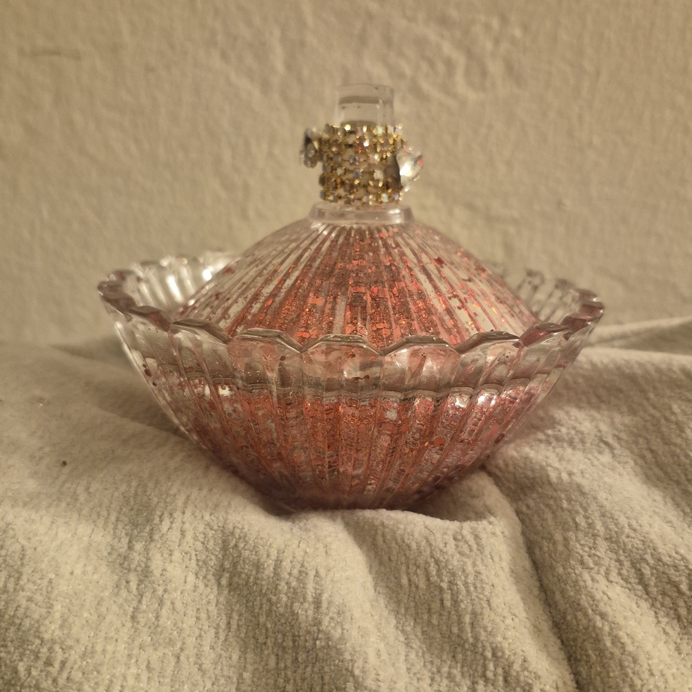 Elegant Pink Glitter Crystal Candel